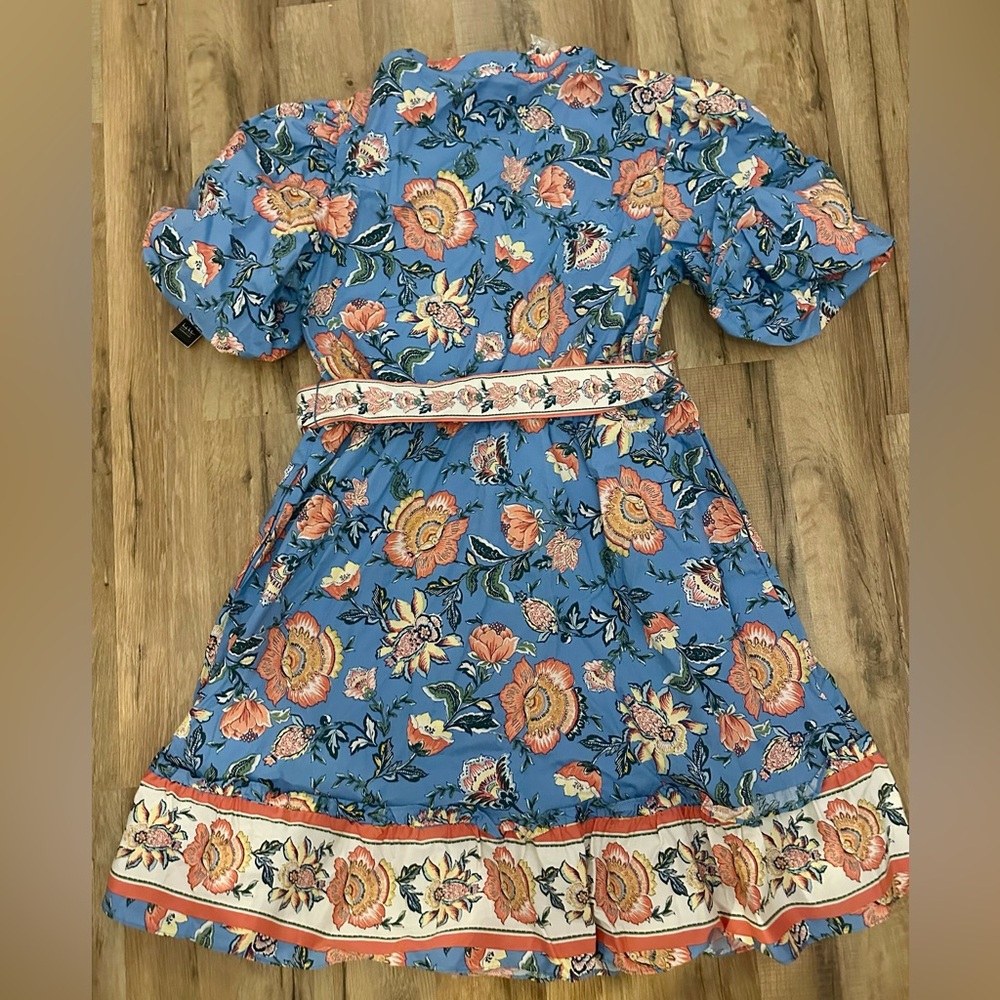 Nicole Miller Cotton Floral Belted Dress - Picture 2 of 2